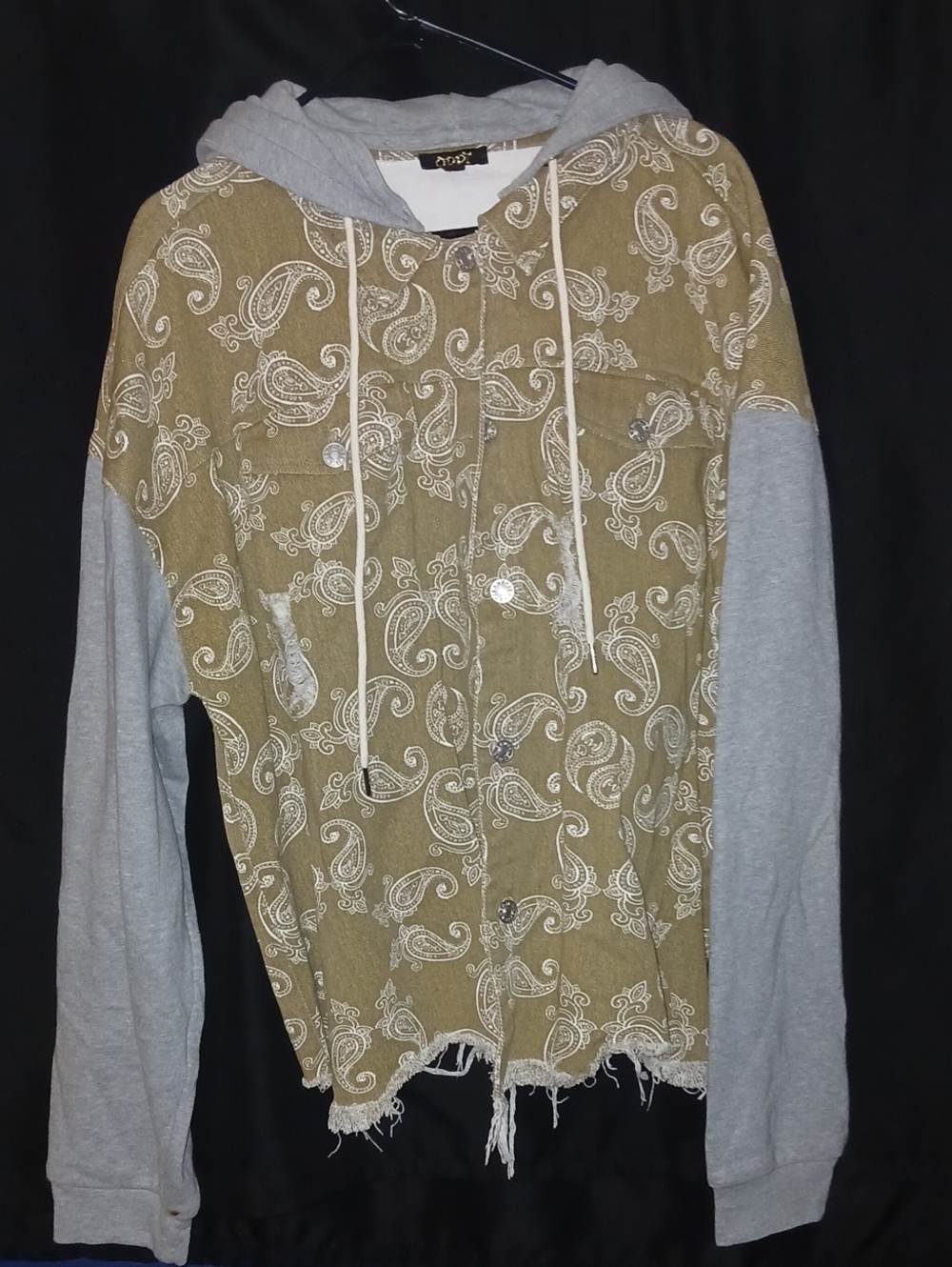 Womens Half Denim Half Hoodie Jacket